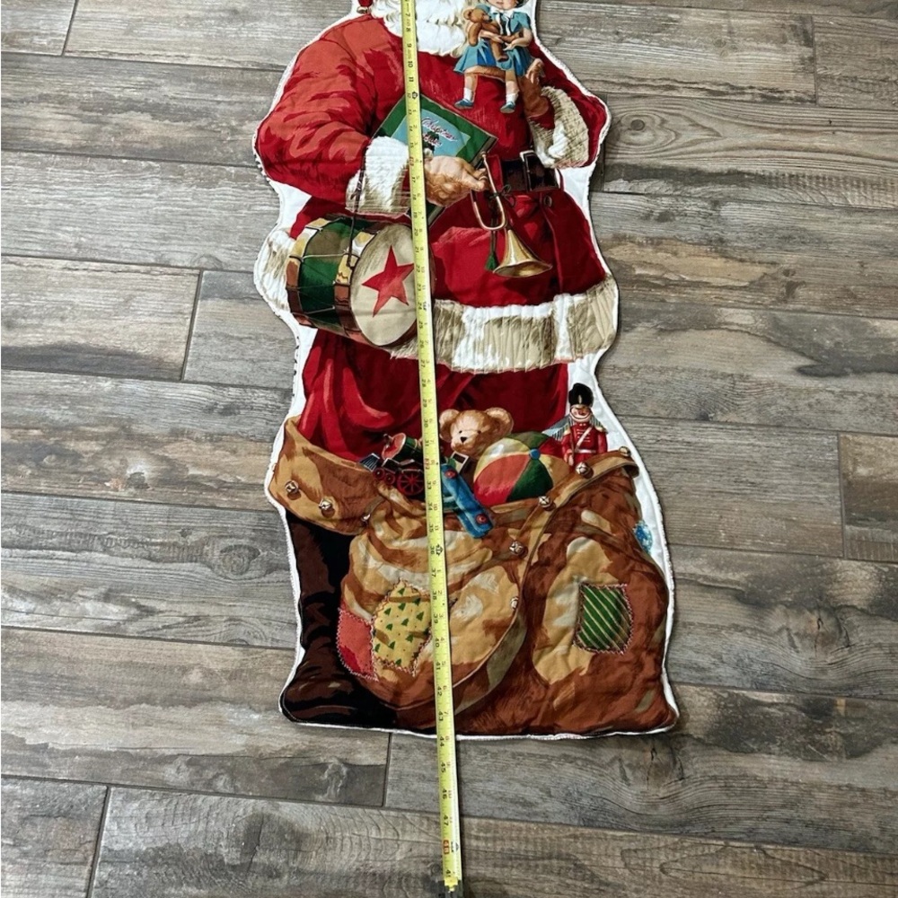 Vintage Hand Quilted Fabric c Santa Clause Wall Door Hanging Christmas Decor - Picture 4 of 9